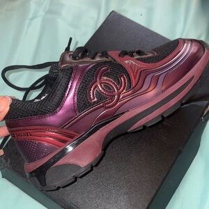 Chanel Black and Purple Sneakers